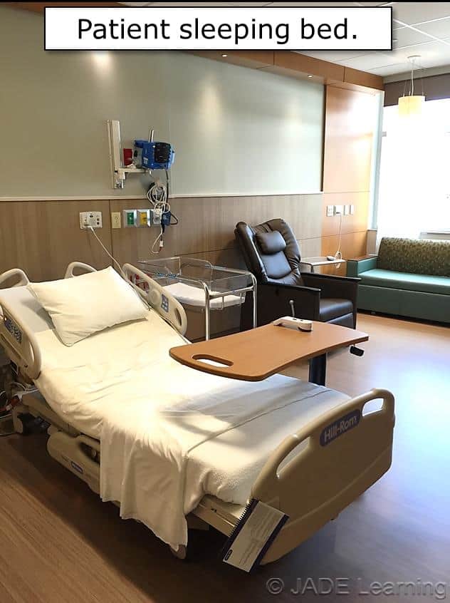 Instance of a patient sleeping bed.