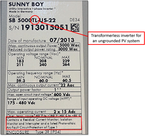 Inverter for ungrounded PV