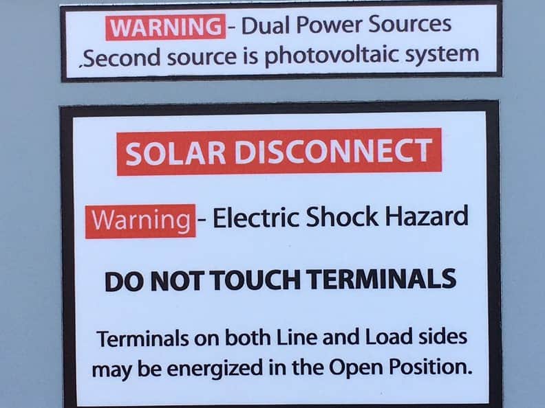 PV System Warning Sign required by 690.13