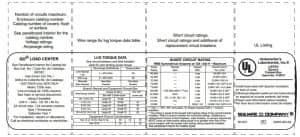 Example of Manufacture's Torque Requirements