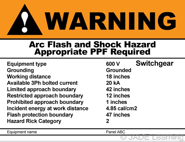 Warning Arc Flash Hazard Label